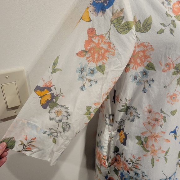 Cuddle Down Size M Cotton Floral/butterflies Breathable Nightgown Pockets - Picture 2 of 5